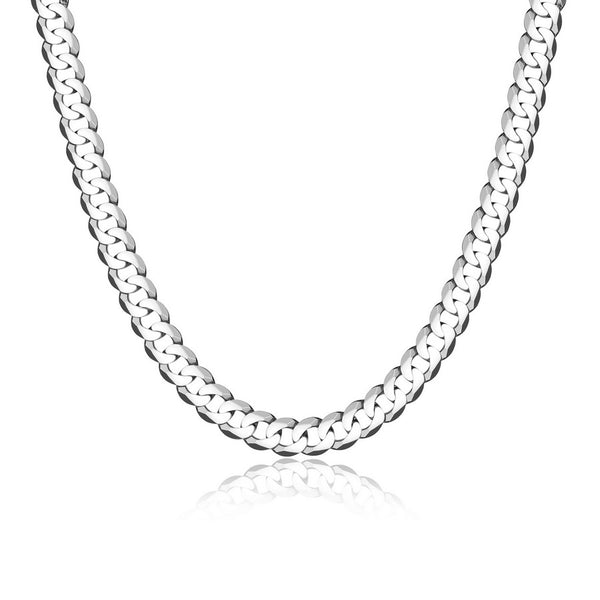 Collier chaîne gourmette plate (flat curb) 24 po Ethos argent 925