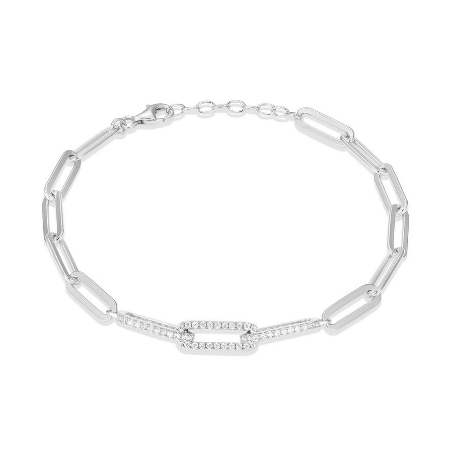 Bracelet paperclip Reign en argent 925 et zircon