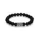Bracelet homme Ethos en billes d’agate noire, argent 925