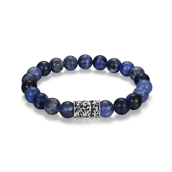 Bracelet Ethos billes de sodalite et intaglio, argent 925