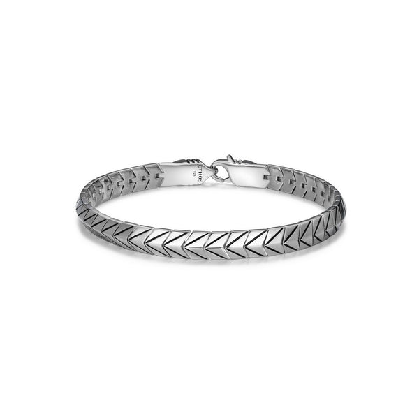 Bracelet chevron Ethos argent 925, maillons à accents noirs