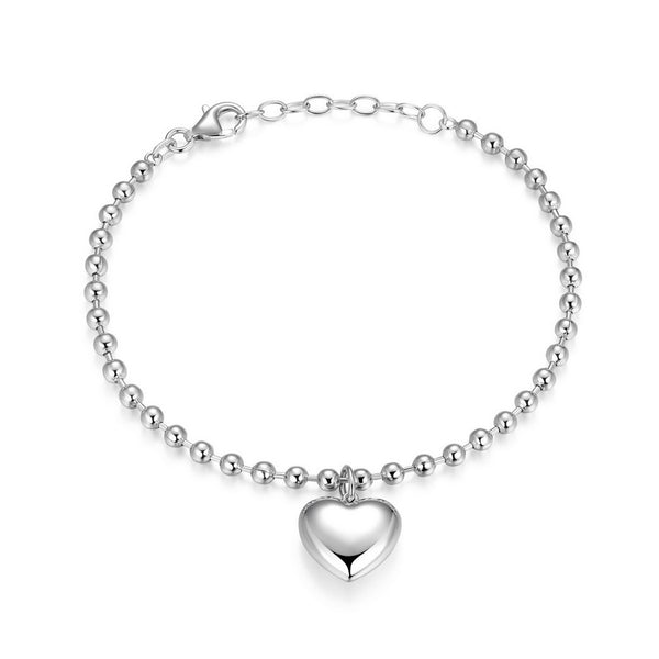 Bracelet à billes et cœur bombé Reign en argent 925