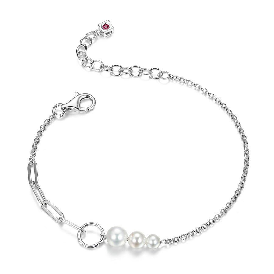 Bracelet ELLE en argent 925 anneaux et perles