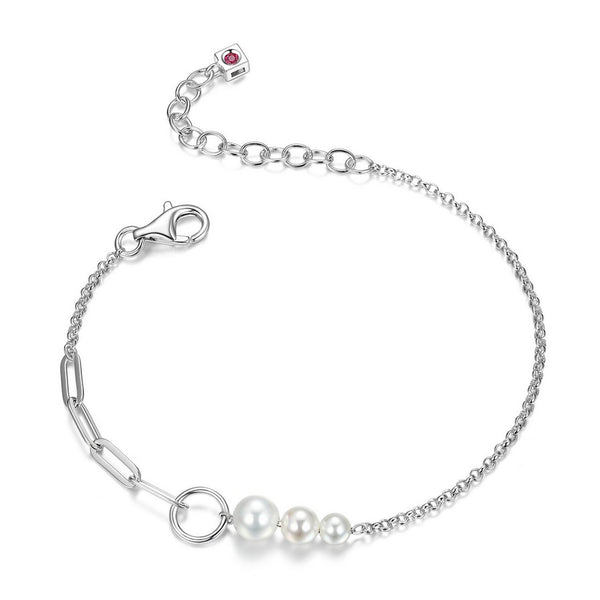 Bracelet ELLE en argent 925 anneaux et perles