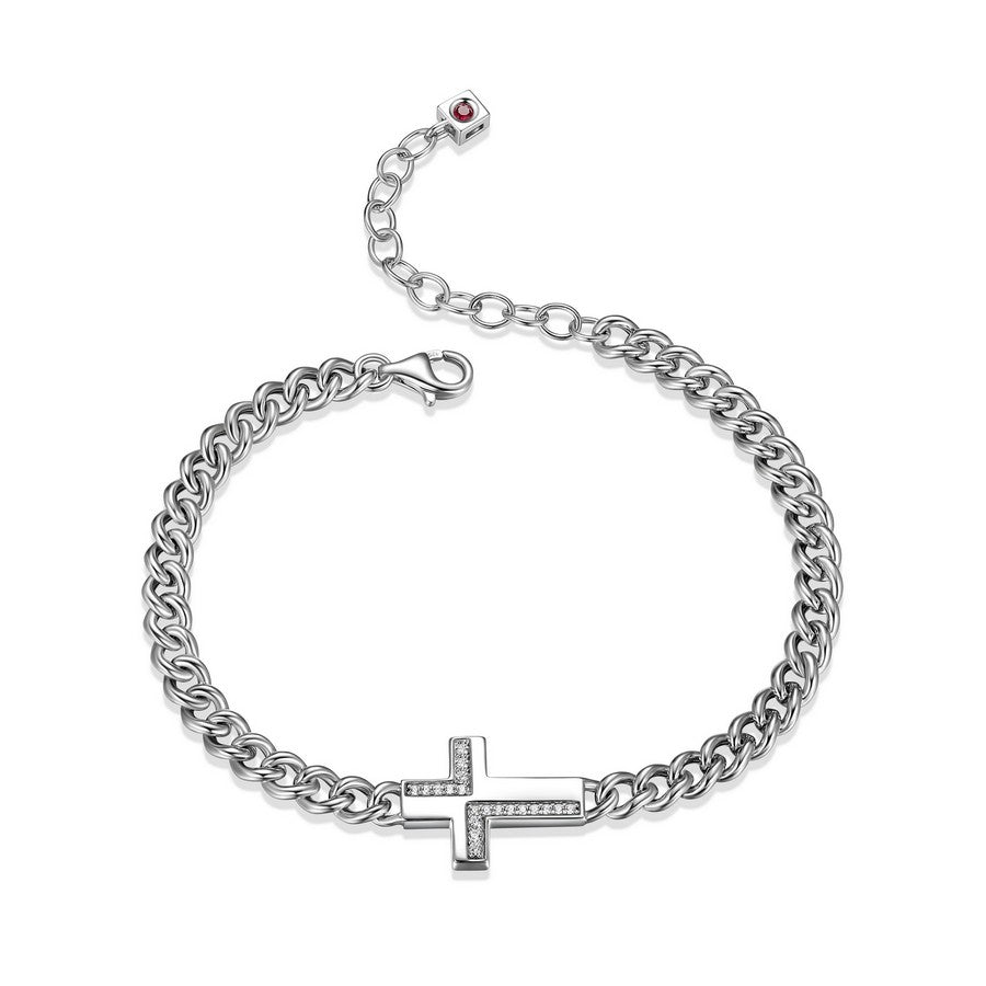 Bracelet croix ELLE en argent 925 plaqué rhodium