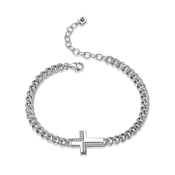 Bracelet croix ELLE en argent 925 plaqué rhodium