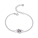 Bracelet Elle en argent 925 à améthyste et halo de zircons