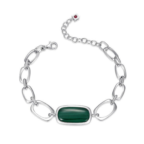 Bracelet à maillons ELLE en argent 925 et malachite verte