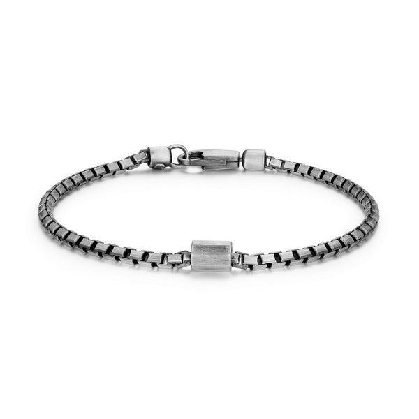 Bracelet chaîne box Ethos en argent 925, finition gunmetal