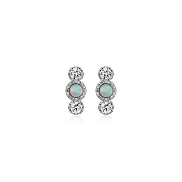 Boucles d’oreilles clous Reign en argent 925 opale et zircon