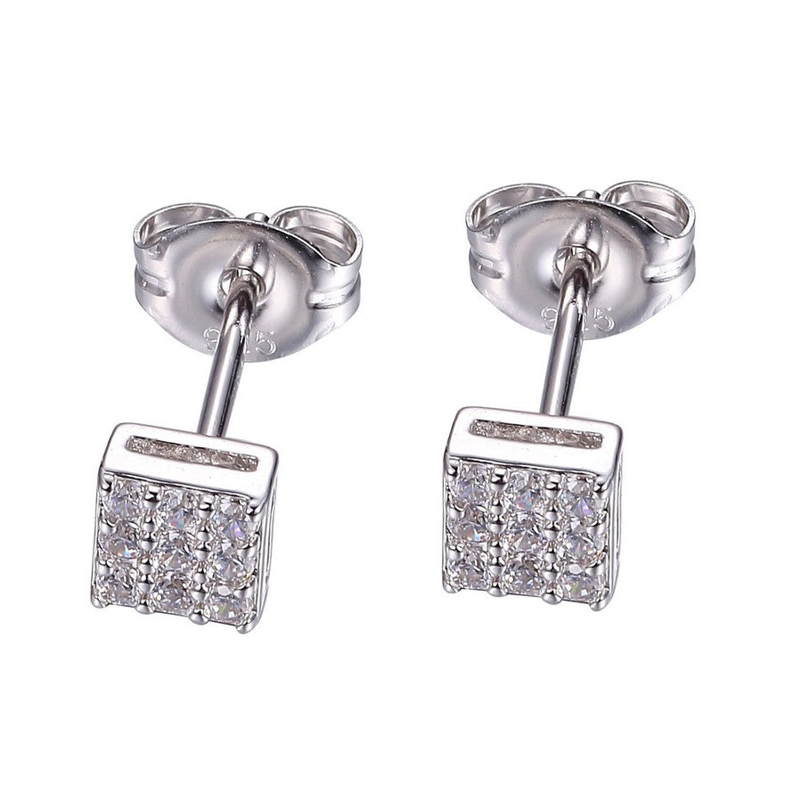 Boucles d’oreilles carrées Reign en argent 925 zircon