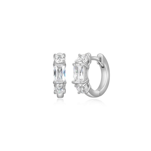 Boucles d’oreilles huggies Reign en argent 925 et zircon