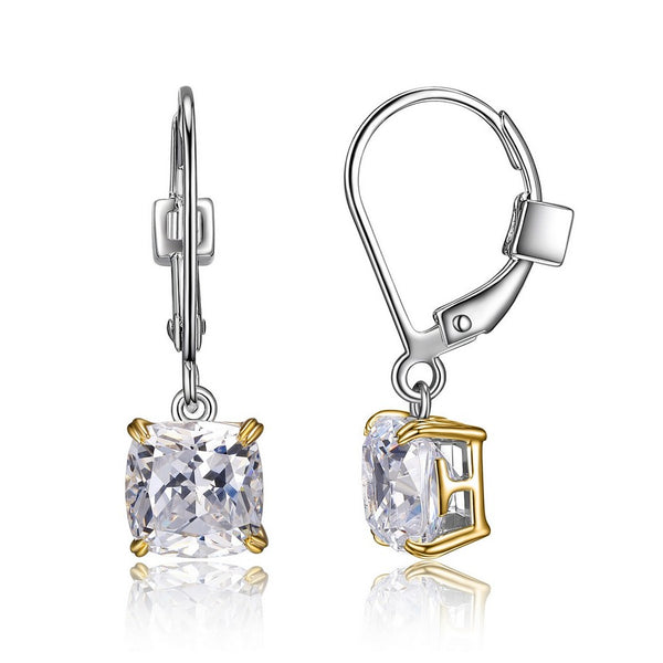 Boucles pendantes ELLE en argent 925 bicolore et zircon