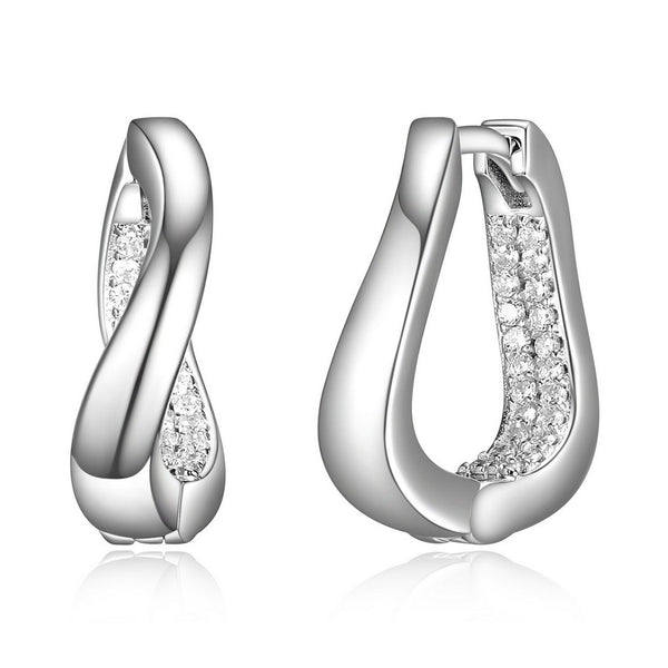 Créoles huggies torsadées ELLE en argent 925 plaqué rhodium