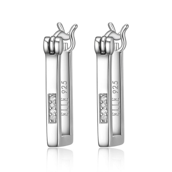 Boucles d’oreilles créoles rectangulaires ELLE en argent 925