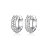 Créoles pavées ELLE en argent 925 plaqué rhodium