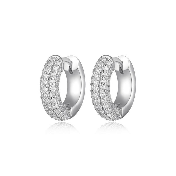 Créoles pavées ELLE en argent 925 plaqué rhodium