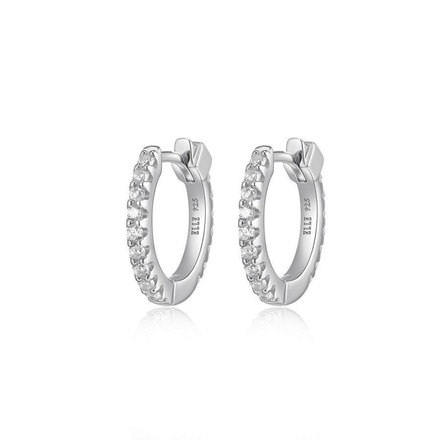 Créoles ELLE en argent 925 plaqué rhodium et zircon