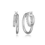 Créoles double rang ELLE en argent 925 plaqué rhodium blanc