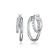 Créoles double rang ELLE en argent 925 plaqué rhodium blanc