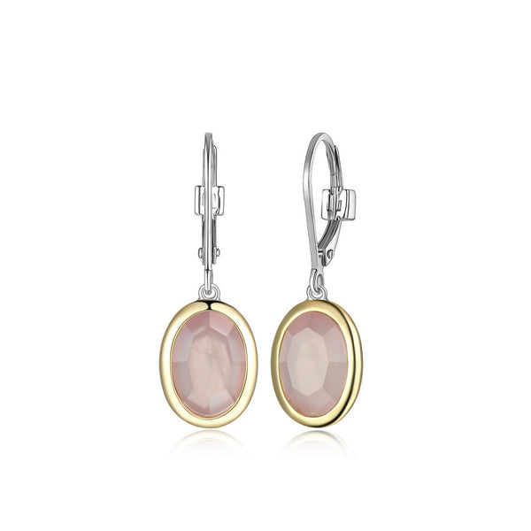Boucles ELLE en argent 925 plaqué or et quartz rose
