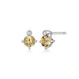 Boucles d’oreilles clous ELLE en argent 925 et citrine