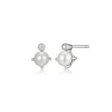Clous d’oreilles ELLE perle et diamant de laboratoire, argent 925