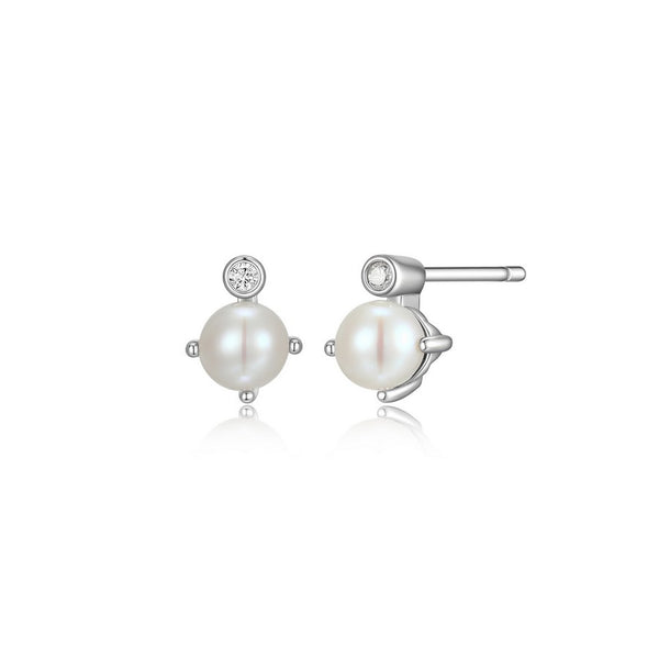 Clous d’oreilles ELLE perle et diamant de laboratoire, argent 925