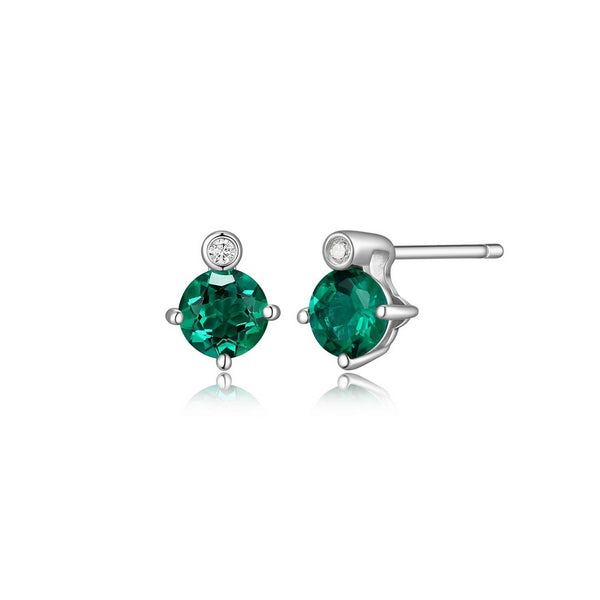 Boucles d’oreilles clous ELLE en argent 925 et émeraude
