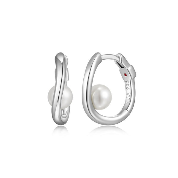 Créoles ELLE à perle en argent 925 plaqué rhodium
