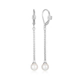 Boucles d’oreilles pendantes ELLE en argent 925 et perle blanche