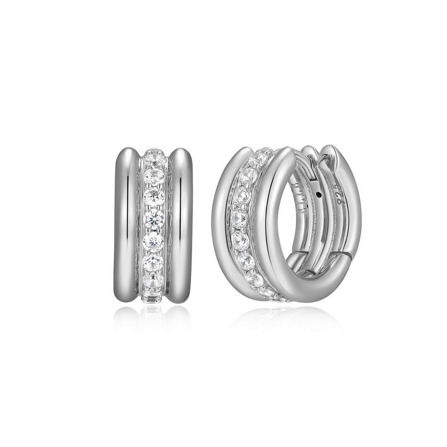 Créoles trois rangs ELLE en argent 925 et zircons
