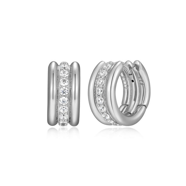 Créoles trois rangs ELLE en argent 925 et zircons