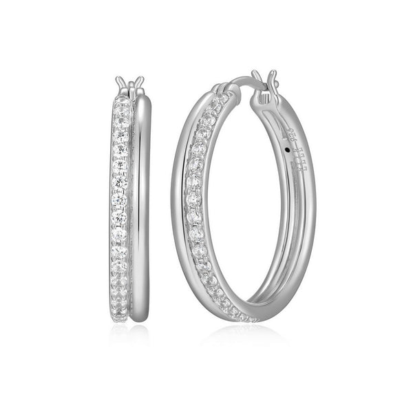 Créoles double rang ELLE en argent 925 plaqué rhodium