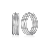 Créoles lisses ELLE en argent 925 plaqué rhodium