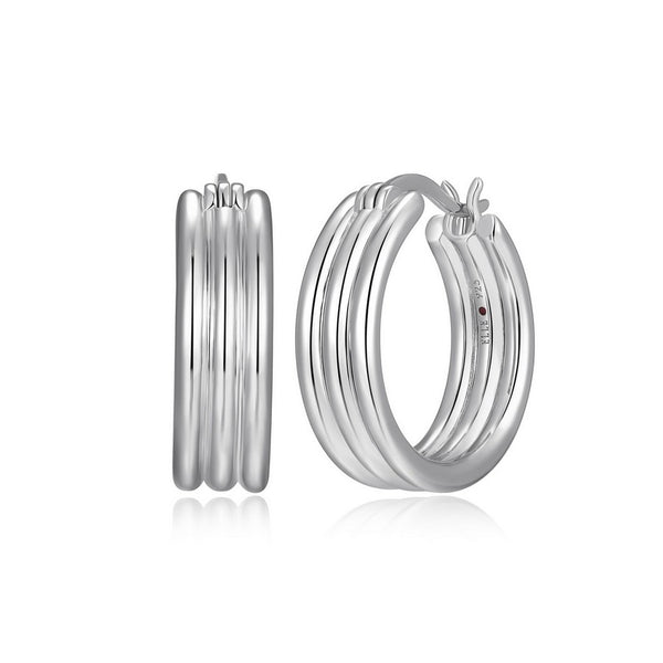 Créoles lisses ELLE en argent 925 plaqué rhodium