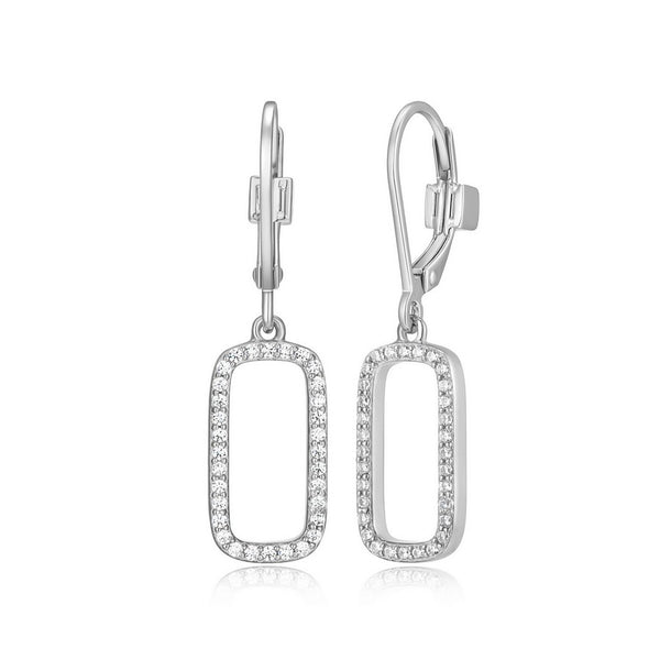 Boucles d’oreilles rectangulaires pendantes ELLE en argent 925