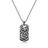 Collier plaque militaire intaglio Ethos, argent 925