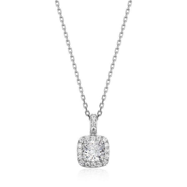 Collier à pendentif halo ELLE en argent 925 plaqué rhodium