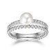 Bague double anneau Reign en argent 925, perle et zircon