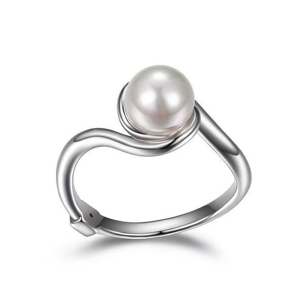 Bague ELLE à perle blanche en argent 925 rhodié