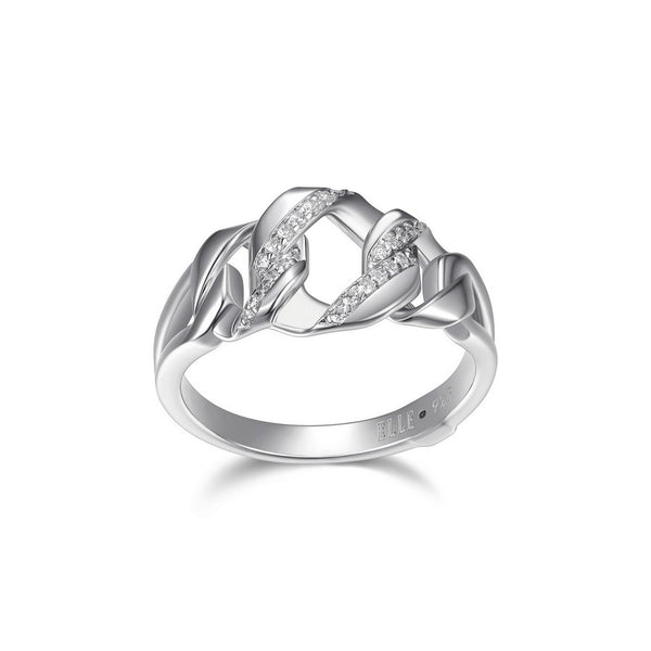 Bague à maillons hexagonaux ELLE en argent 925