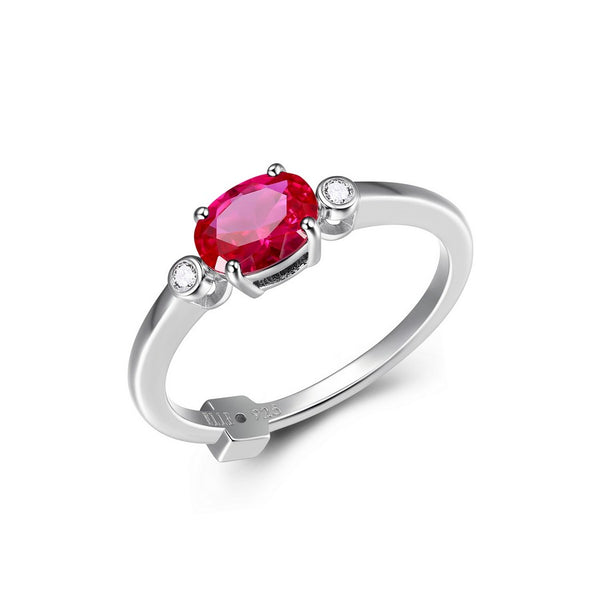Bague de couleur ELLE en argent 925 et rubis de synthèse
