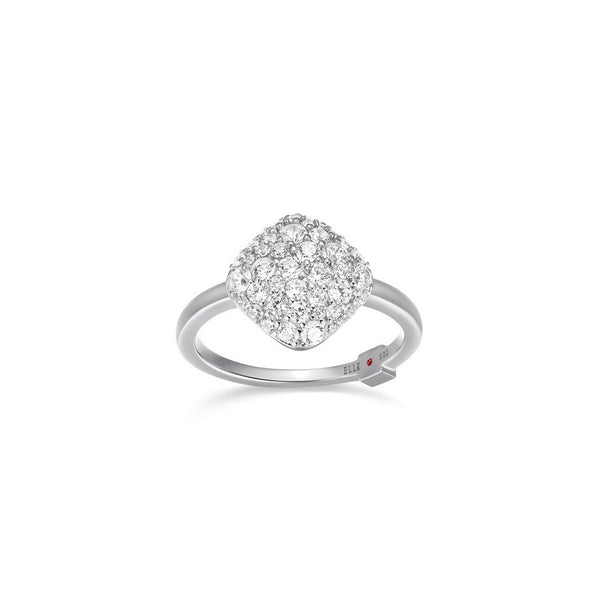 Bague coussin pavée ELLE en argent 925 plaqué rhodium