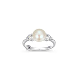 Bague ELLE perle blanche et zircons en argent 925