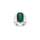 Bague ELLE en argent 925 et malachite véritable, taille coussin