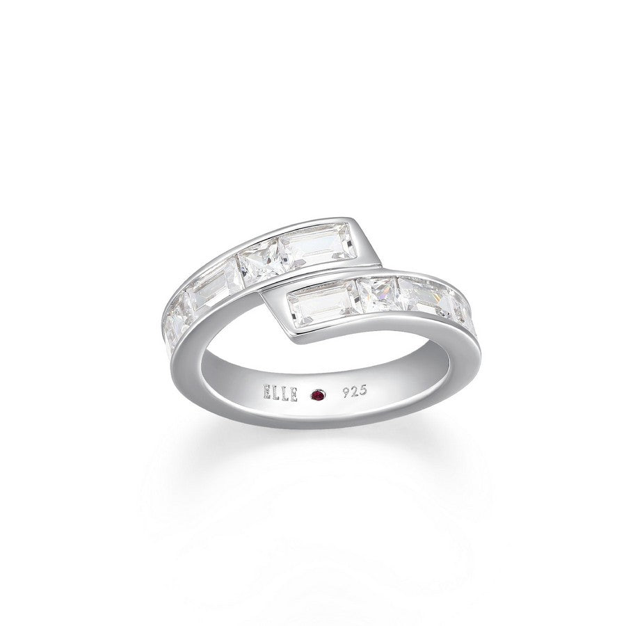 Bague ELLE bypass en argent 925 et zircon cubique