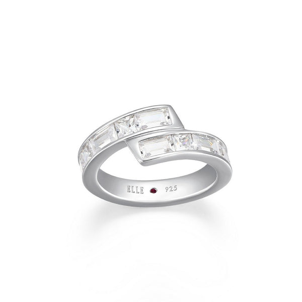 Bague ELLE bypass en argent 925 et zircon cubique