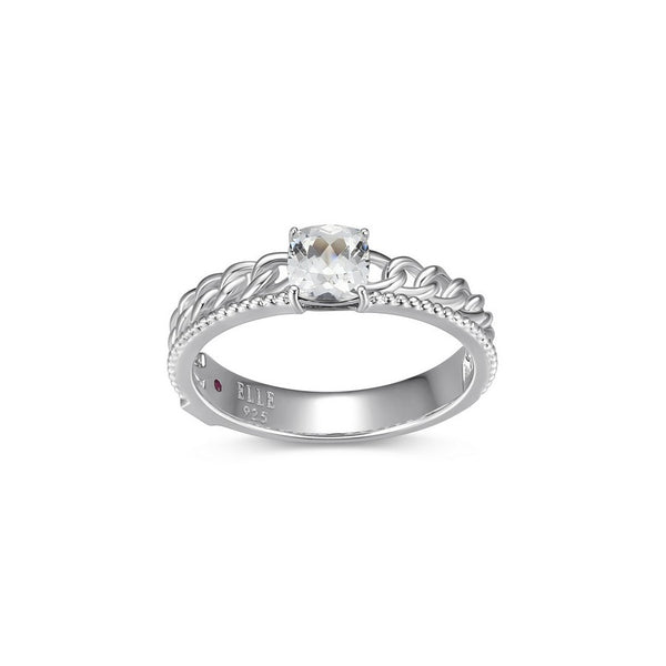 Bague torsadée ELLE en argent 925, saphir blanc