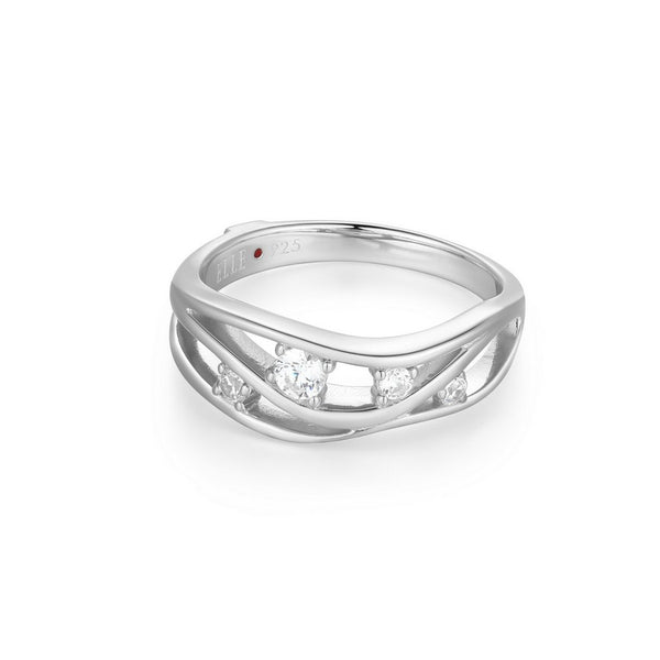 Bague ondulée ELLE en argent 925 et zircon cubique